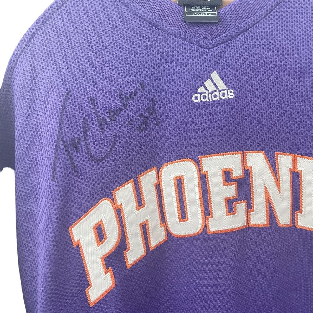 Authentic NBA Adidas Purple Suns Jersey LS T-Shirt Tom Chambers Signed, Size 2XL - Picture 4 of 9